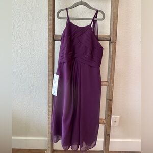 Azazie Grape Pleated Dress